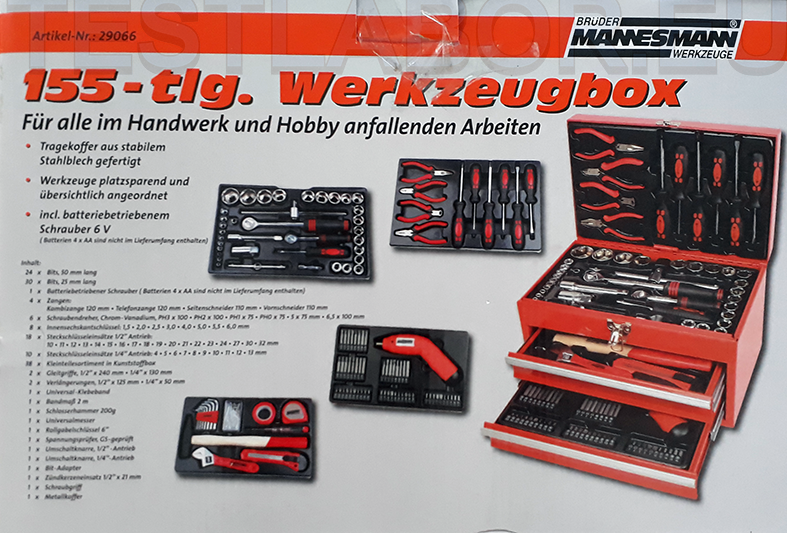 Brüder Mannesmann 155-tlg Werkzeug-Set Werkzeugkoffer Werkzeugkasten Box 29066 