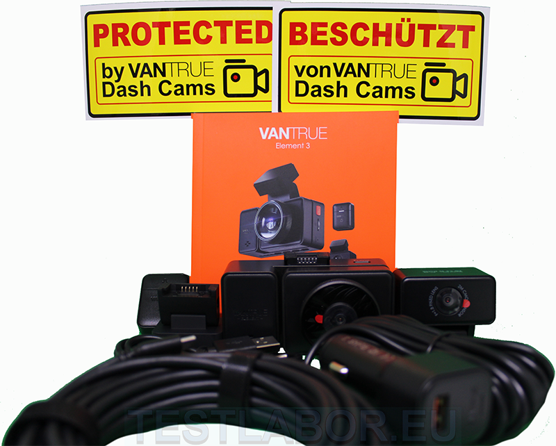 Dashcam mit 3 Kameras, Vorne-, Innen- und Rückfahrkamera
